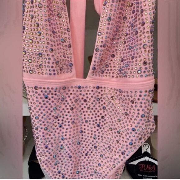 NWT Blush Iridescent Rhinestones Halter Multi Wear Swimsuit - Small - Small - Picture 8 of 12
